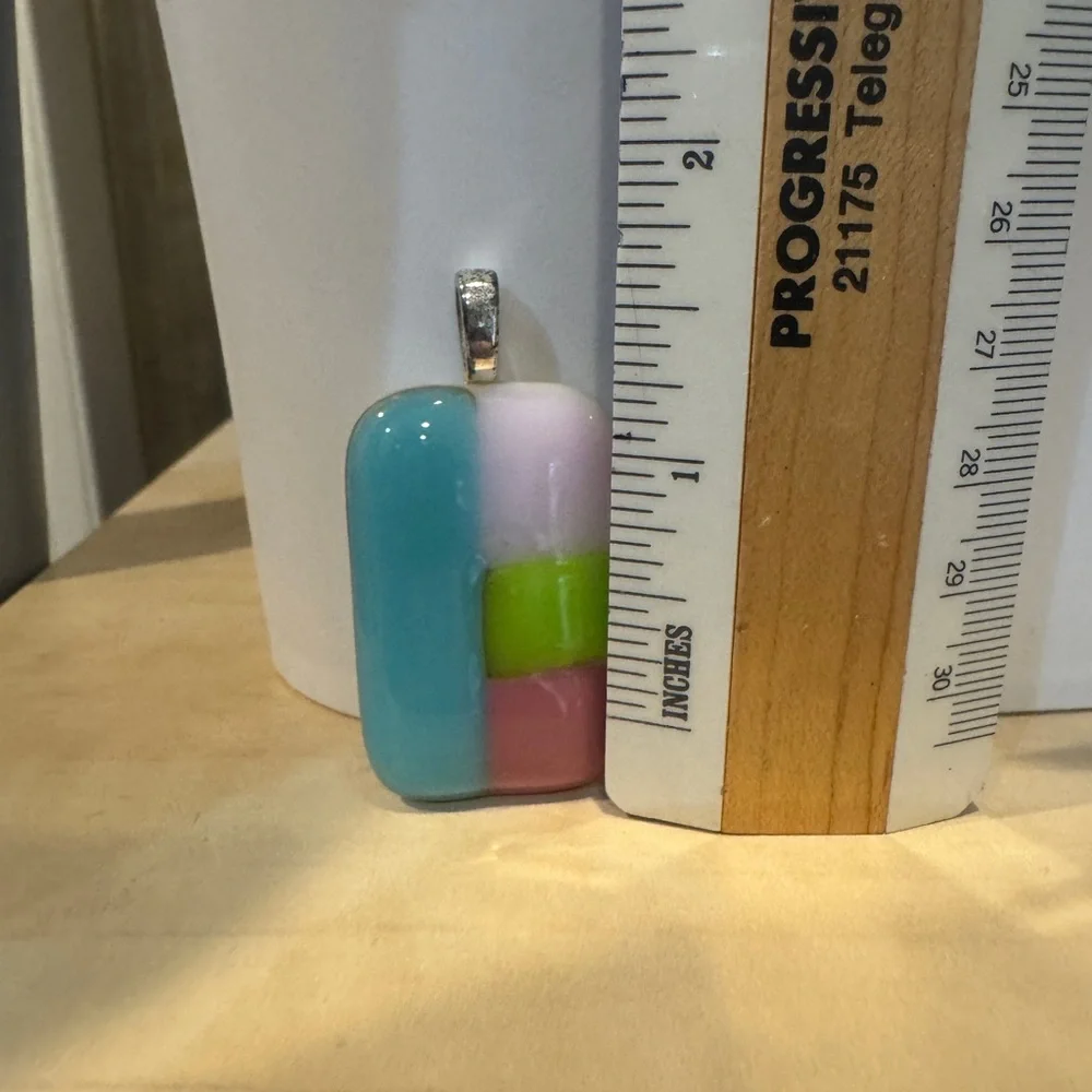 Colorful Fused Glass‎ Pendant